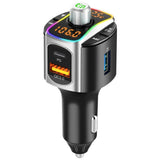 Mini Car FM Transmitter Bluetooth 5.0 MP3 Audio Player QC3.0 PD Fast Charging Wireless Handsfree Car Kit with LED Backlit
