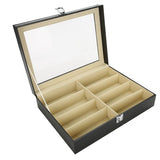 8 Grids Sunlasses Glasses Jewelry Nail Display Storage Case Glasses Storage Box Holder PU Leather Showing Shelf