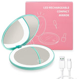 Mini Portable Folding Travel Mirror LED Light Makeup Mirror Compact Mirror 10X Magnification 2-sided Beauty Makeup Round Mirror