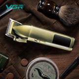 VGR All Metal Professional Hair Trimmer For Men USB Rechargeable Hair Clipper Cordless Barber Electric Hair Cuting Machine