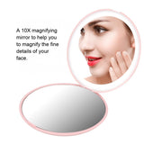 Mini Portable Lights LED Makeup Mirror 10X Magnify Hand Hold Foldable 12 LEDs Pocket Makeup Mirror Light Beauty Cosmetic Tool