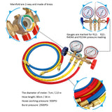 Refrigerant Manifold Gauge Set Air Conditioning Tools with Hose and Hook for R12 R22 R404A R134A