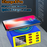MECHANIC Wireless Smart Charge iCharge 8 Pro QC 3.0 8 USB Port Wireless Charging Dock LCD Display For Mobile Phone Charging