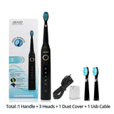 Seago SG-507 USB Rechargeable Electric Toothbrush Adult Waterproof Deep Clean Teeth Brush 2 Replacement Heads 5 Cleaning Modes