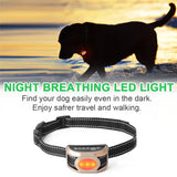 Intelligent Dog anti bark collar vibration sound flash light for small big dogs recharge rainproof anti-dog barking dog product