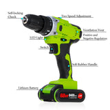 21V Electric Drill Cordless Impact Drill Electric Screwdriver Power Tools with Lithium-Ion Battery for Drilling & Tighten Screws