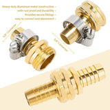 5/8Inch Aluminium Garden Hose Repair Connector with Stainless Steel Clamps,Male and Female Hose Fittings,End Repair