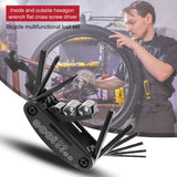 16 in 1 Bicycle Repair Tools Kit Mountain Bike Folding Multitool with Hexagon Wrench Socket Screwdriver Riding Cycling Equipment
