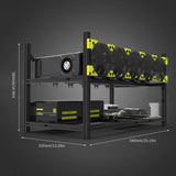 6 GPUs 5 Fans Low Noise Aluminum Stackable Open Air Mining Computer Frame Protective Net Mining Rack Bitcoin Rack Only New