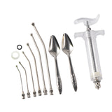 10ml/20/50ml Syringe Set Fledgling Baby Bird Manual Feeding With 6 Pcs Curved Gavage Tubes Stainless Steel Parrot Feeding Spoon