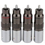 4Pcs Hi-End HiFi Rhodium Plated Unsolder RCA Terminal HIFI DIY Brass Plating Rhodium Audio Video Connectors TV Tuner RCA