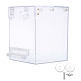 Large Bird Shower Cage Bird Bath Cage Transparent Plastic Bird Bathtub Bird Feeder with Hanging Hook and Installation Screw Knob