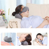 2 In 1 Multifunctional Travel U-Shaped Neck Pillow with Sleeping Shade Eye Mask Blindfold Office Home Massage Cushion