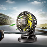 Car USB Fan Air Vent Car Interior Supplies Multi-Angle Rotatable With Cigarette Lighter Plug 12V/24V For Desktop Car Truck RV