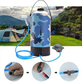 10 Liters Large Capacity Inflatable Shower Bag with Foot Pump Portable Bath Water Bag Outdoor Travel Camping Beach Car Wash Tool