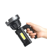 XANES 50W LED+COB Strong Light Outdoor Portable Flashlight Built-in Battery USB Rechargeable Camping Lanterna Work Light Torch