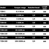 ARITER 1/4 3/8 1/2 Square Drive Torque Wrench 0.5-500N.m Accuracy 3% Car Bike Repair Hand Tools Spanner Two-way Ratchet Key