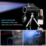 KKmoon 12x50 High Definition Monocular Night Vision Monocular IR Illuminator Telescope with Carrying Case for Travel Birding