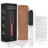Hair Straightener Hot Comb Heating Wireless Straighten Hair Styles Anti Scalding Ceramic Straightening Beard Comb Curling Tools