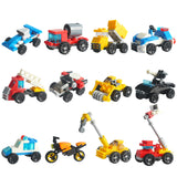 Mini Original Transportation Assembled Models Blocks Car Compatible Small Building Block City Police Plane Bricks Toys Kid Gift