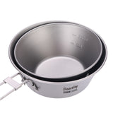 Titanium Bowl Ultralight Camping Dinner Bowl Food Container with Volume Marker for Home Outdoor Camping Hiking Backpacking