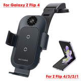 For Galaxy Z Flip 4 Phone Holder For Car Wireless Charger For Samsung Galaxy Z Flip 3 2 1 Dual Coil Foldable Phone Fast Charging