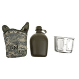 3 piece Army Military Camping Sport Water Bottle Canteen with Cup, Cover 34o