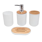 Bathroom Accessories Set Bamboo Plastic Bathroom Kit Toothbrush Cup, Soap Dispenser, Soap Dish, Toilet Brush Holder,Trash Can