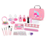 Kid Makeup Toy Mini Cosmetic Lipstick Eyeshadow Nail Gel Beauty Set Portable Cosmetic Bag Little Girls Princess Birthday Gift