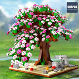 City Street View Cherry Blossoms Tree Model Building Blocks Friends Sakura Plant Home Decoration Bricks DIY Toys For Girls Gifts