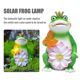 Desktop Bedroom Crafts Outdoor Art Resin Frog Shape DIY Solar Garden Statue Lotus Flower With LED Light Backyard Home Decor