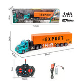 1:48 35CM RC Car 27MHZ Radio Remote Control Car With Light Semi-trailer Cargo Truck Simulation Truck Model Rechargeable Battery