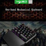 HXSJ J100 Keyboard 35 Keys Single Hand USB Wired Backlit Mechanical Gaming One-Handed Metal Panel RGB Backlit Keyboard