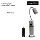 Rechargeable LED Flashlight Bendable Work Light Barbecue Light 3 Lighting Modes Zoom Waterproof Camping Light with Tail Magnet