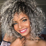 Women's short curly hair explosive head chemical fiber headgear African small curly wig