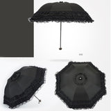 Lace Women Rain Umbrella Sun Paraguas mujer Black Parasol Folding Princess guarda chuva invertido UV Protection Decoration