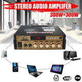 600W Hifi Power Amplifier Speaker Bluetooth 5.0 Car Subwoofer Audio FM USB Music Player Home Theater Amplifier EU Plug