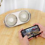 Double Desk Fan Small Tabletop Fan Portable 3 Cooling Speed Adjustable Head 360 Degree Rotatable Personal Aromatherapy Fan for H