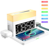 Wireless Charging 6 in 1 Desk Lamp Digital Alarm Clock Night Light for Apple Watch Airpods Iphone XS XR 11 12 13 Pro Samsung S22