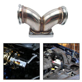 Y Elbow Adapter 2.5" V‑Band Dual Inlet Adapter to Divided T4 Turbo Elbow Adapter Flange Replacement Accessory