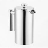 Stainless Steel Double Wall Filter Coffee Maker Double Thermal Insulation Coffee Pot Tea Maker With Mesh Filter