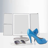 Lighting Vanity Mirror with 38LEDs, 1X 2X 3X Magnification, Contact Control, Portable Cosmetic Lighted Makeup Mirror