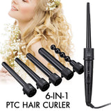 6 in 1 9-32mm Interchangeable Professional Ceramic Hair Curler Rotating Curling Iron Wand Wand Curlers Hair Care Styling Tools