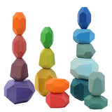 1 Set/16Pcs Kids Stacking Blocks Wooden Stone Building Blocks Stacking