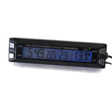 3 in 1 Car Digital Auto Thermometer Voltmeter Clock Volt Temperature Monitor 12V Outdoor Indoor LED Orange/Blue Backlight