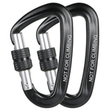 2pcs Carabiner Clips D-Shaped Buckles with Screw Locking Gate Camping Carabiner for Backpacking Camping Hiking Climbing