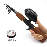 150cm Fishing Rod and Reel Portable Foldable Travel Casting Rod Carbon Sea Rod Combo Fishing Set Pocket pole Fishing on boat
