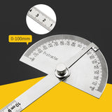 Stainless Steel Round Head 180 degree Protractor Angle Finder Rotary Measuring Ruler Machinist Tool 10cm  Ruler