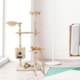 60"Luxury Pet Cat Tree House Condo Furniture Multi-Layer Cat Tree with Ladder Sisal Scratching Post for Cat Climbing JumpingToy