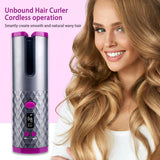 Cordless Auto Rotating Ceramic Hair Curler USB Rechargeable Curling Iron LED Display Temperature Adjustable Curling Wave Styer